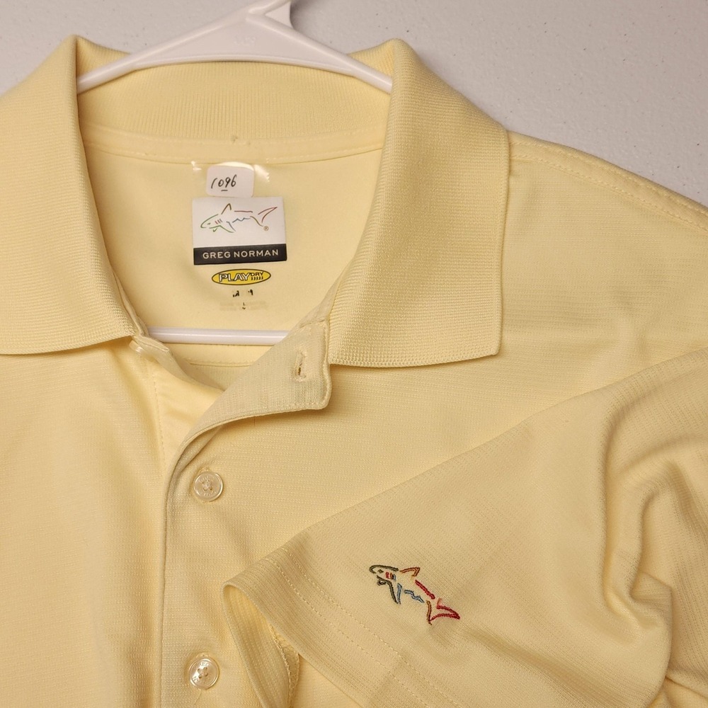 Greg Norman Polo Shirt Mens Large Yellow PlayDry Golf Performance